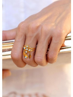 Bayar Gold 14 Ayar Altın Firuze Kare Yüzük