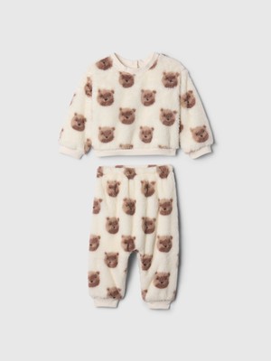 Bebek Kırık Beyaz Sherpa Brannan Bear Outfit Set