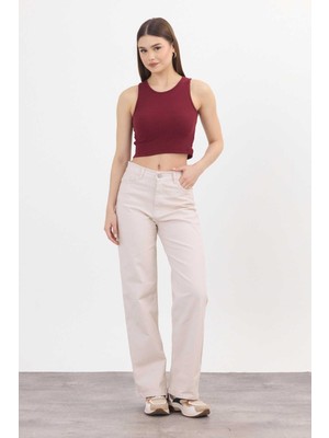 Rays 11104 Likralı Bol Paça Pantolon Bej