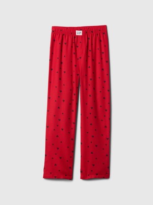 Kız Çocuk Kırmızı %100 Geri Dönüştürülmüş Flannel Pijama Altı