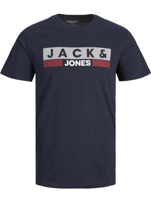 Jack & Jones Jjecorp Logo Büyük Beden Erkek Tişört Kısa Kol Günlük Stil Lacivert Pamuk