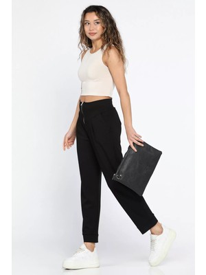 Gülseli Kadın Pile Detaylı Fermuarlı Pantolon