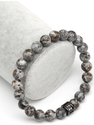 Alibaba Doğaltaş Yooperlite Doğal Taş Zirkon Detaylı Bileklik 8 mm Küre Kesim