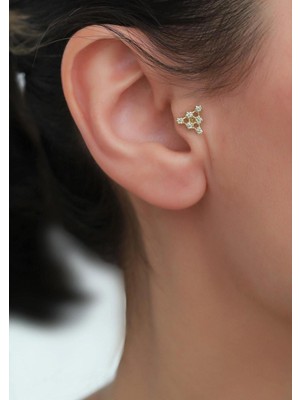 Bayar Gold 14 Ayar Altın Pietra Üçgen Tragus Piercing