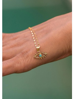 Bayar Gold 14 Ayar Altın Kirpikli Göz Kolye