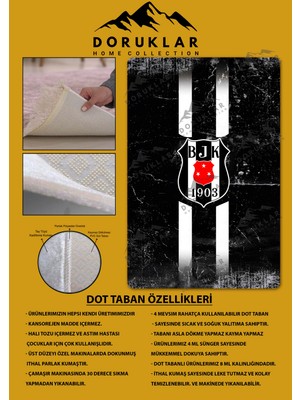 Kaymaz Taban Makinada Yıkanabilir Dijital Baskı Modern Desenli Genç Odası ve Çocuk Odası Halısı Dot Taban Halı