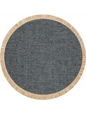 Eko Halı Eko Brooklyn Hasır Görünümlü Kaymaz Dokuma Modern Yuvarlak Kilim BRK01 Antrasit