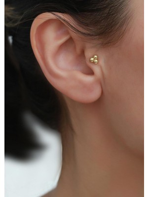 Bayar Gold 14 Ayar Altın Üç Toplu Tragus Piercing