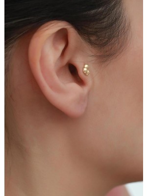 Bayar Gold 14 Ayar Altın Üç Toplu Tragus Piercing