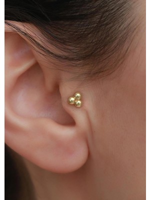 Bayar Gold 14 Ayar Altın Üç Toplu Tragus Piercing