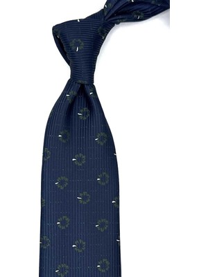 Kravatkolik Lacivert Çiçek Desen Mendilli Klasik Kravat KK13024
