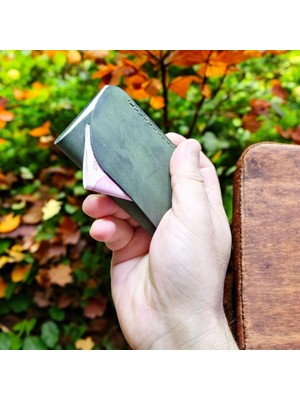 Cy Leather Zenith Yeşil Hakiki Deri El Yapımı Kartlık