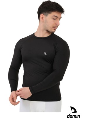 Domin Spor Erkek Siyah Uzun Kollu Compression Fitness Gym Body Tshirt DMN25478