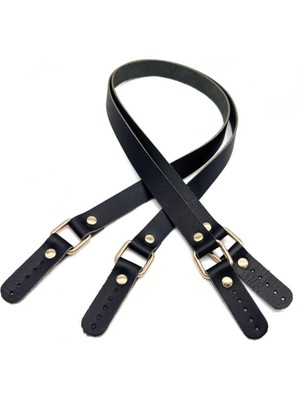 Angel Çanta Aksesuar Karedört Model Gerçek Deri Siyah Renk Çanta Sapı Light Gold  Metal