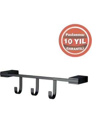 Çelik Banyo Paslanmaz Pirinç Titanik 3’lü Askılık Mat Siyah