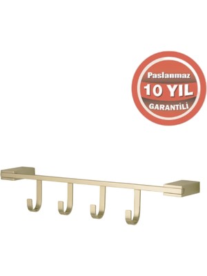 Çelik Banyo Paslanmaz Pirinç Titanik 4’lü Askılık Altın Sarı Gold
