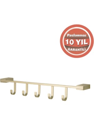Çelik Banyo Paslanmaz Pirinç Titanik 5’li Askılık Altın Sarı Gold