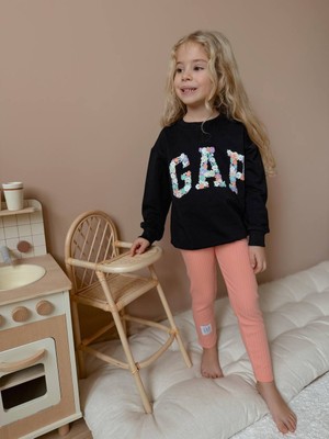 Sacro Kids Gap Çiçek Desenli Tayt-Sweatshirt 2 Iplik Mevsimlik Kız Çocuk Takım