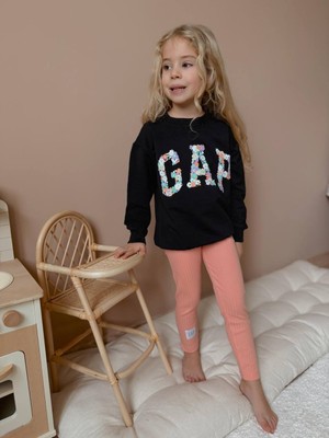 Sacro Kids Gap Çiçek Desenli Tayt-Sweatshirt 2 Iplik Mevsimlik Kız Çocuk Takım