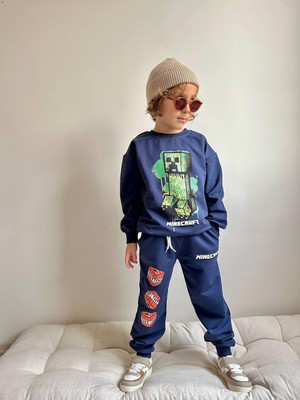 Sacro Kids Tnt Minecraft Baskılı Eşofman-Sweatshirt 2 Iplik Mevsimlik Erkek Çocuk Takım