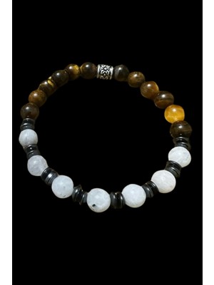 Unisex Sertifikalı Doğal Taş Aytaşı & Hematit & Kaplan Gözü Bileklik