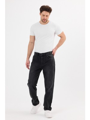 Erkek Baggy Kot Pantolon Siyah Renk Kar Yıkama B480-02