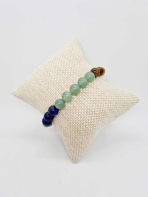 Doğal 7 Çakra Bilekliği Kristal Kuvars, Ametist, Lapis Lazuli, Aventurin, Kaplan Gözü, Sitrin, Akik