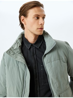 Koton Dik Yaka Fermuarlı Slim Fit Şişme Mevsimlik Ceket
