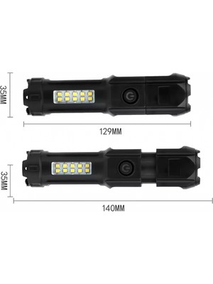 Go İthalat 109-B Zoomlu Flash Özellikli Smd ve Power Ledli Şarjlı Plastik Kasa El Feneri (Powerbank Özellikli) (4906)