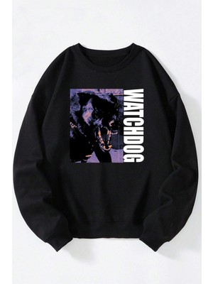 The Wert Hope Güvercin Baskılı Kadın/erkek Siyah Bisiklet Yaka Pamuklu Sweatshirt