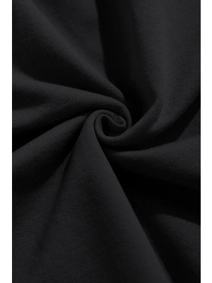 The Wert Stay Cozy Baskılı Kadın/erkek Siyah Bisiklet Yaka Pamuklu Sweatshirt