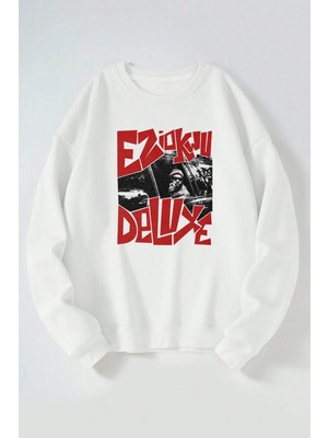 The Wert Eziokwu Deluxe Baskılı Kadın/erkek Beyaz Bisiklet Yaka Pamuklu Sweatshirt