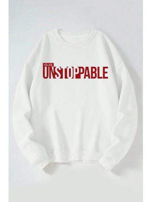 The Wert You Are Un Stop Pable Baskılı Kadın/erkek Beyaz Bisiklet Yaka Pamuklu Sweatshirt