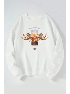 The Wert Creme Of The Crop 1983 Baskılı Kadın/erkek Beyaz Bisiklet Yaka Pamuklu Sweatshirt