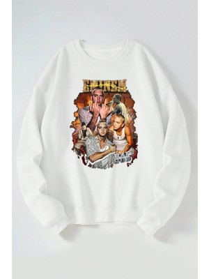 The Wert Eminem Rap God Orange Baskılı Kadın/erkek Beyaz Bisiklet Yaka Pamuklu Sweatshirt