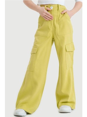 Kız Çocuk Viskon Kargo Keten Pantolon G2544