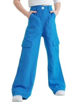Kız Çocuk Viskon Kargo Keten Pantolon G2544