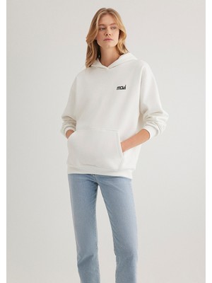 Mavi Logo Baskılı Kapüşonlu Ekru SWEATSHIRT1S10243-70057