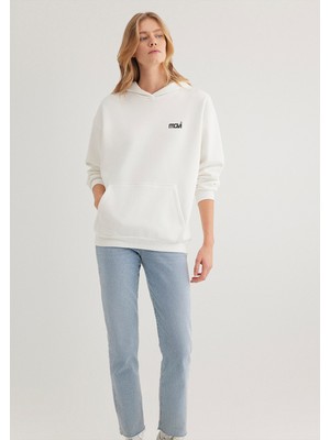 Mavi Logo Baskılı Kapüşonlu Ekru SWEATSHIRT1S10243-70057