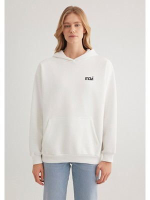 Mavi Logo Baskılı Kapüşonlu Ekru SWEATSHIRT1S10243-70057