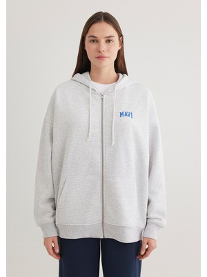 Mavi Logo Baskılı Kapüşonlu Gri SWEATSHIRT1S10246-88468