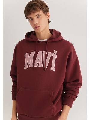 Mavi Logo Baskılı Kapüşonlu Bordo SWEATSHIRT067149-70396