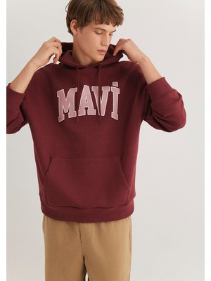 Mavi Logo Baskılı Kapüşonlu Bordo SWEATSHIRT067149-70396