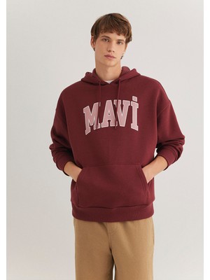 Mavi Logo Baskılı Kapüşonlu Bordo SWEATSHIRT067149-70396