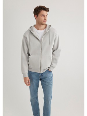 Mavi Kapüşonlu Fermuarlı Gri Basic SWEATSHIRT0S10277-70075