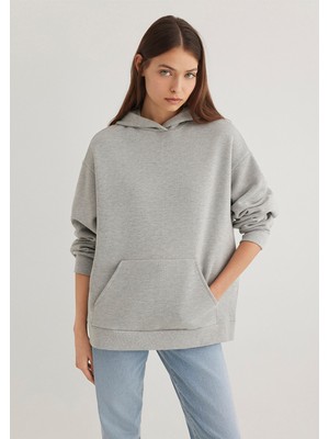 Mavi Kapüşonlu Gri SWEATSHIRT1S10186-83096