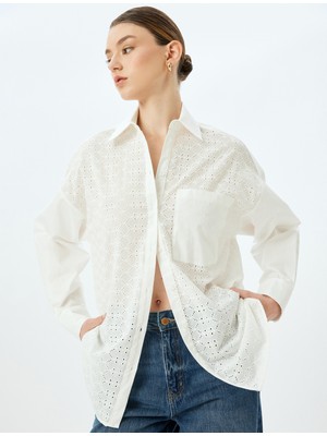 Koton Pamuklu Uzun Kollu Cepli Oversize Fisto Gömlek