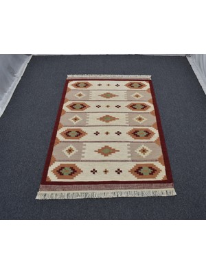 Zehra Abla Halı Yeni El Dokuma Özel Tasarım Modern Geometrik Yün Kilim 5416