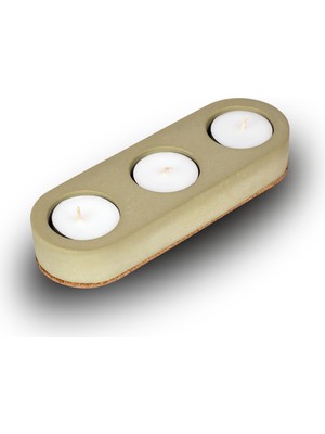 Cereus Inytium Serisi Dekoratif Haki Renk Beton Tealight Mumluk (Tealight Hediyeli!...)