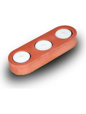 Cereus Inytium Serisi Dekoratif Kiremit Renk Beton Tealight Mumluk (Tealight Hediyeli!...)